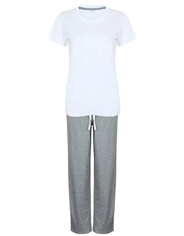 Long Pant Pyjama Set In A Bag - White/Heather Grey