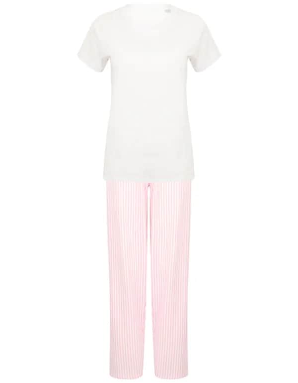Long Pant Pyjama Set In A Bag - White/Pink/White Stripe