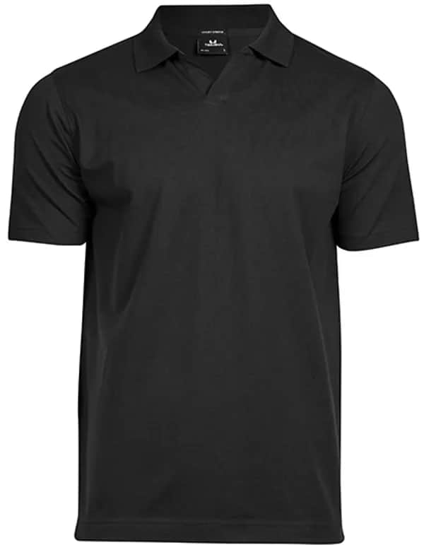 Luxury Stretch V-Neck Polo - Black