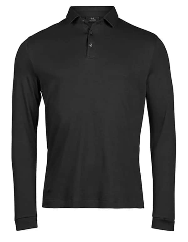 Pima Cotton Long Sleeve Polo - Black