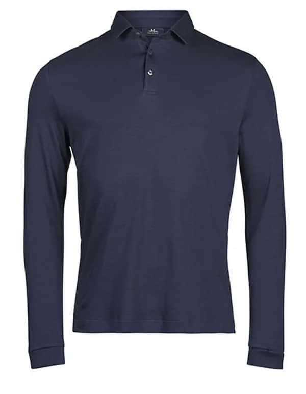 Pima Cotton Long Sleeve Polo - Navy