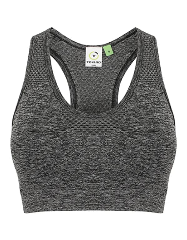 Ladies´ Seamless Crop Top - Dark Grey Marl