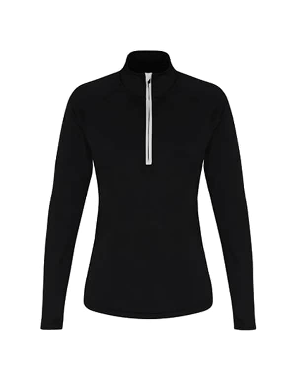 Women´s Long Sleeve Performance ¼ Zip - Black/White