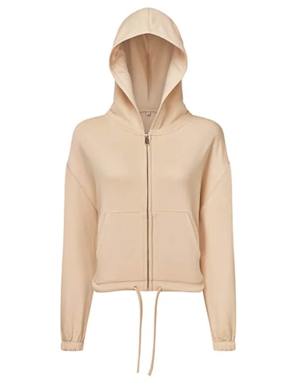 Women´s Recycled Drawstring Full-Zip Hoodie - Nude