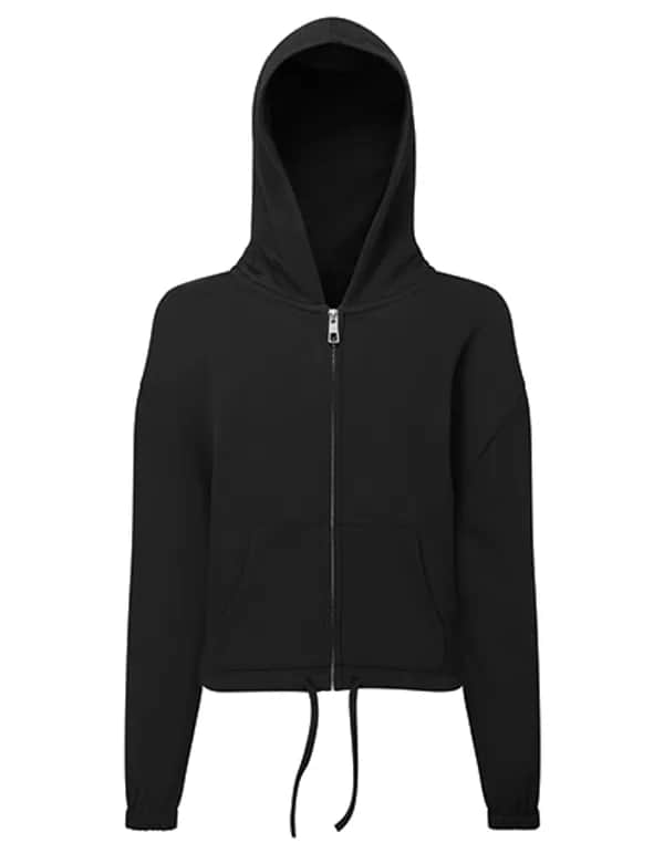 Kids Recycled Cropped Oversize Full-Zip Hoodie - Black