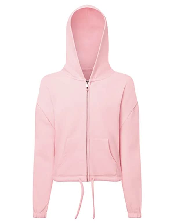 Kids Recycled Cropped Oversize Full-Zip Hoodie - Light Pink