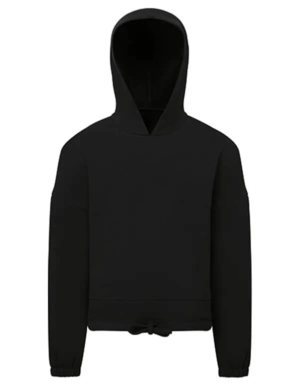 Kids Recycled Cropped Oversize Hoodie - Black