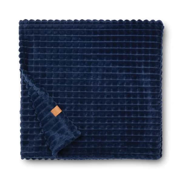 VINGA Branson Decke aus GRS recyceltem PET - navy blau