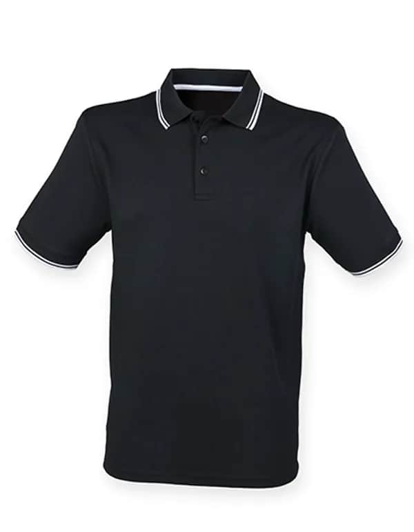 Men´s Coolplus® Short Sleeved Tipped Polo Shirt - Black/White