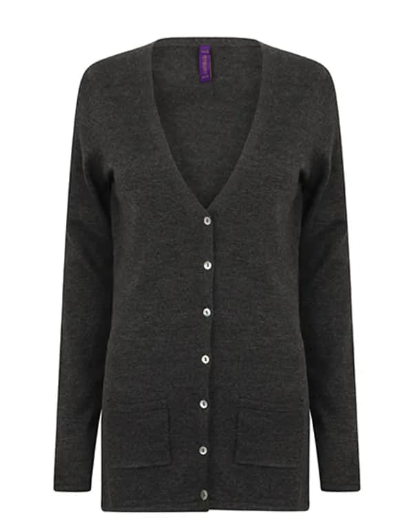 Ladies´ Lightweight V-Neck Cardigan - Grey Marl