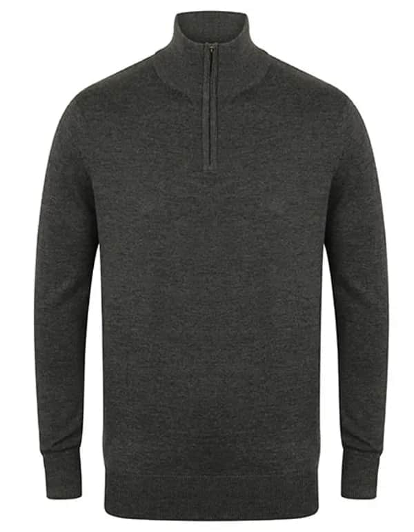 Men´s Quarter Zip Jumper - Grey Marl