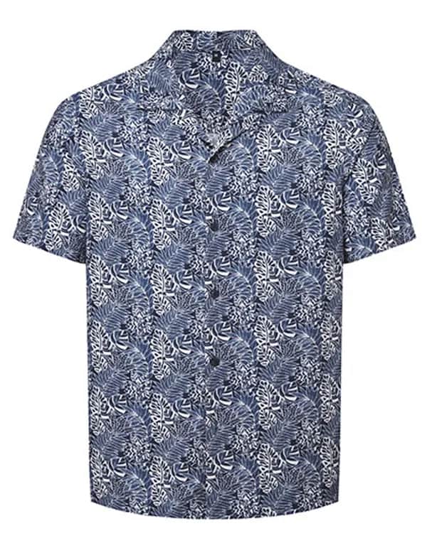 Men´s Shirt - White-Navy-Leaf