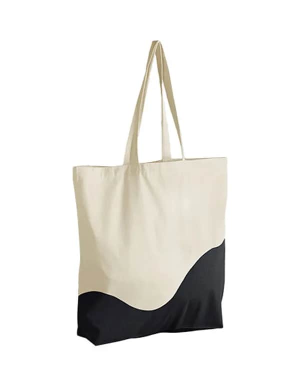 Organic Cotton Wave Print Maxi Bag - Natural/Black