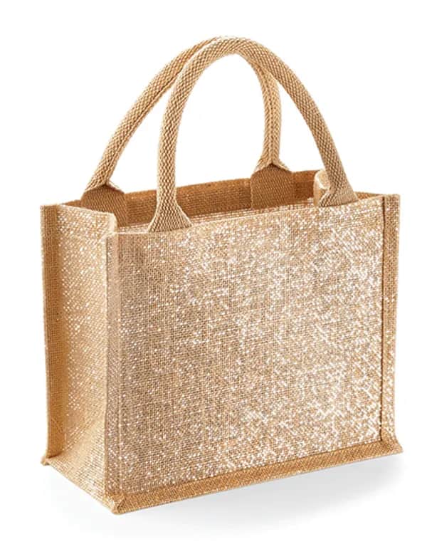Shimmer Jute Mini Gift Bag - Natural Gold