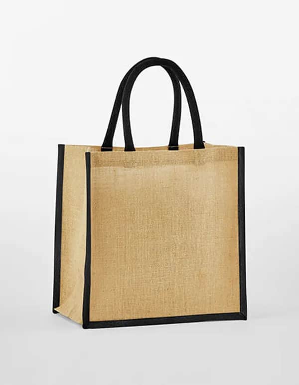 Natural Starched Jute Mini Gift Bag - Natural/Black