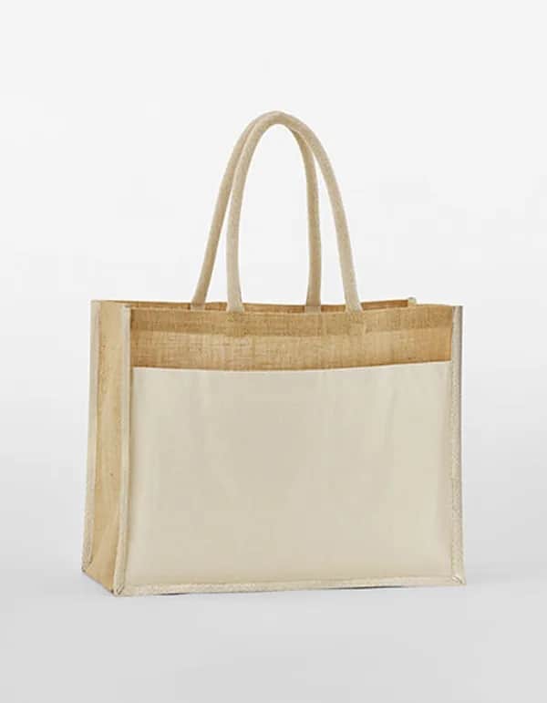 Cotton Pocket Natural Starched Jute Shopper - Natural