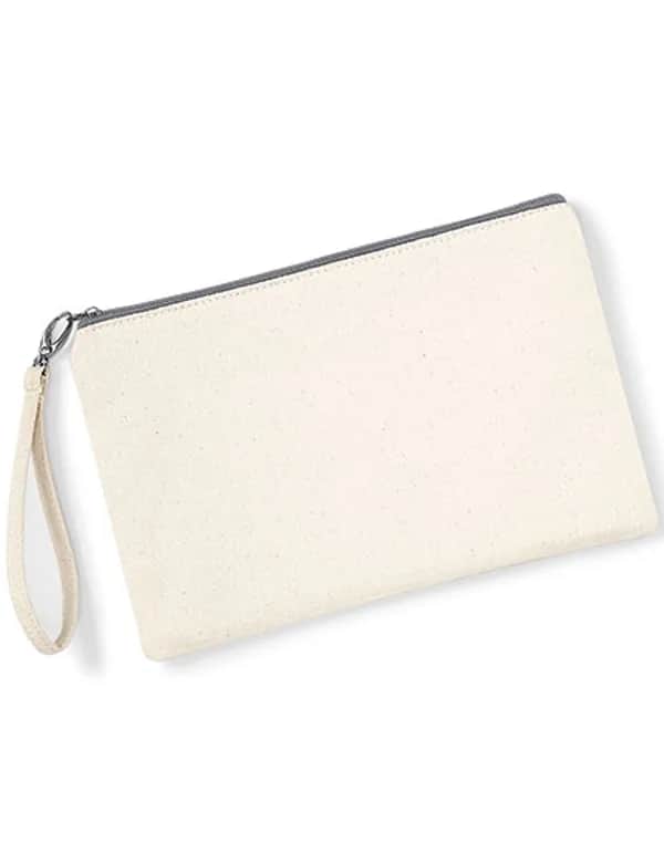 Canvas Wristlet Pouch - Natural/Light Grey