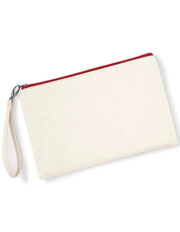 Canvas Wristlet Pouch - Natural/Red