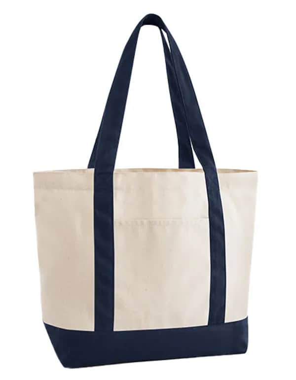 EarthAware® Organic Varsity Shopper - Natural/French Navy