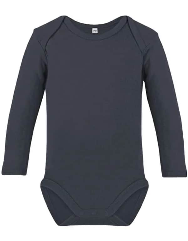 Organic Baby Bodysuit Long Sleeve Bailey 02 - Charcoal Grey