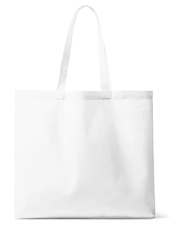 Organic Canvas Carrier Bag Medium Long Handle London 02 - White