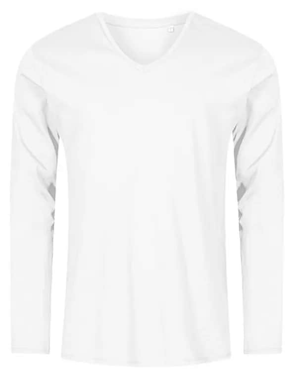 Men´s V-Neck T-Shirt Long Sleeve - White