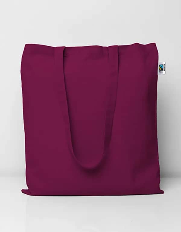 Fairtrade Cotton Bag Long Handles - Burgundy (ca. Pantone 209 C)