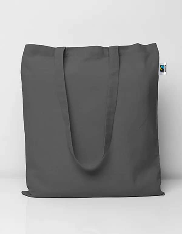 Fairtrade Cotton Bag Long Handles - Graphite Grey (ca. Pantone 447C)
