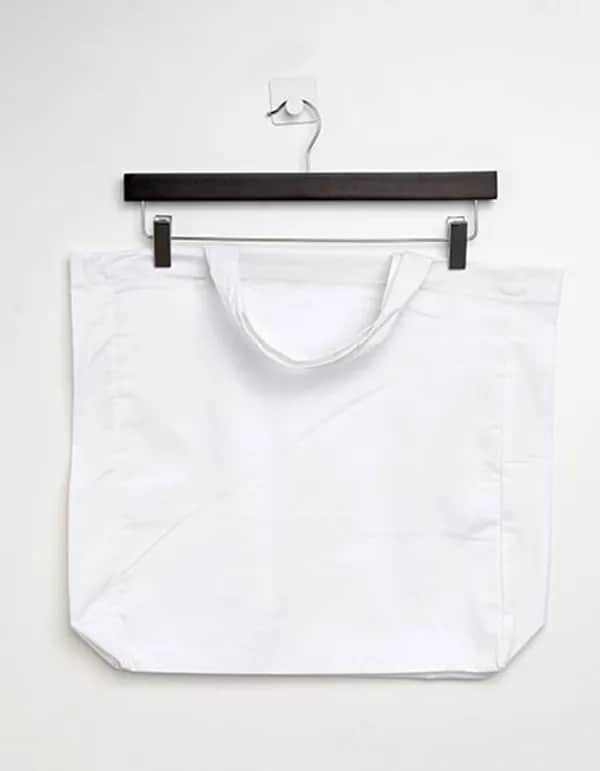 Cotton Bag Side Fold Short Handles - White