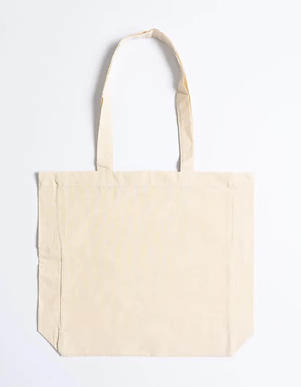 Cotton Bag Side Fold Long Handles - Natural