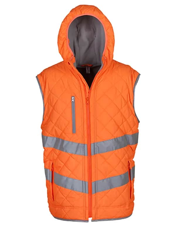 Hi-Vis Kensington Hooded Gilet - Hi-Vis Orange