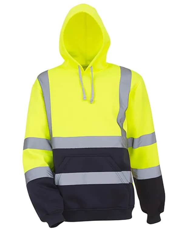 Hi-Vis Pull-Over Hoodie - Hi-Vis Yellow/Navy