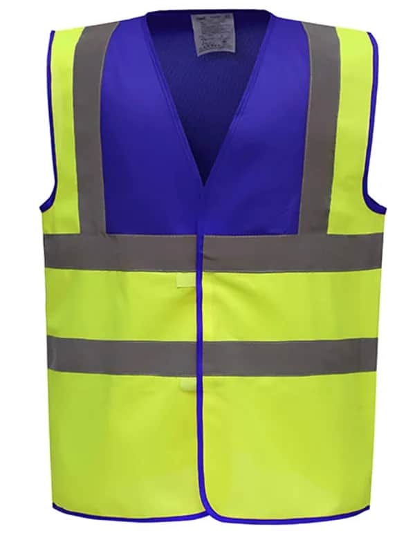 Hi-Vis 2 Bands & Braces Waistcoat - Royal Yoke/Hi-Vis Yellow