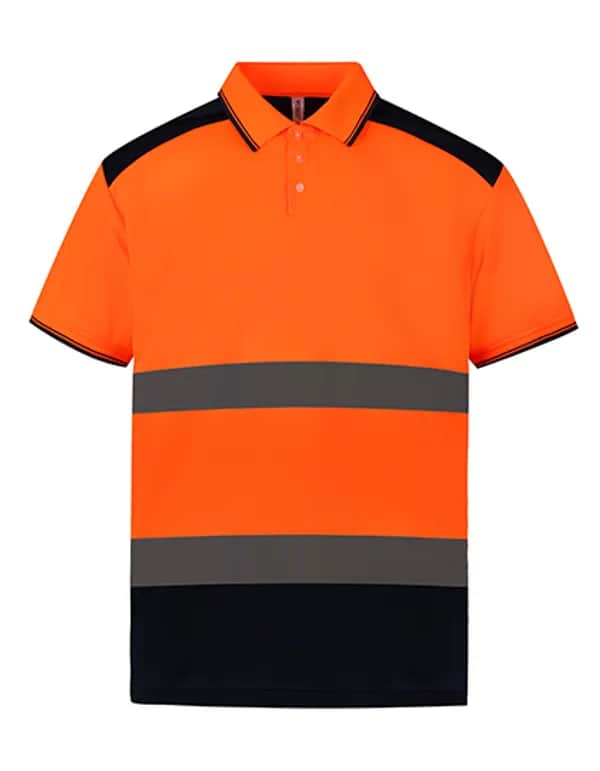 Hi-Vis Two-Tone Polo - Hi-Vis Orange/Navy
