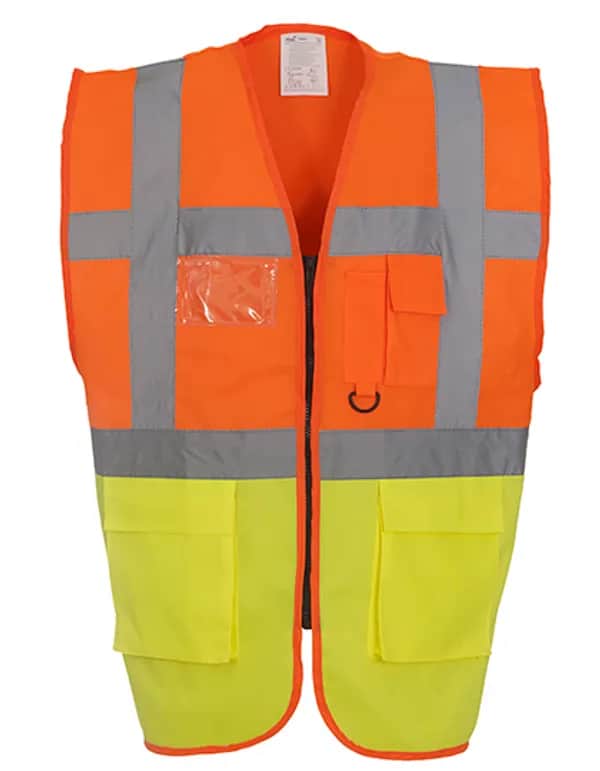 Multi-Functional Executive Waistcoat - Hi-Vis Orange/Hi-Vis Yellow