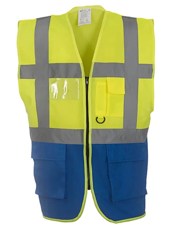 Multi-Functional Executive Waistcoat - Hi-Vis Yellow/Royal Blue