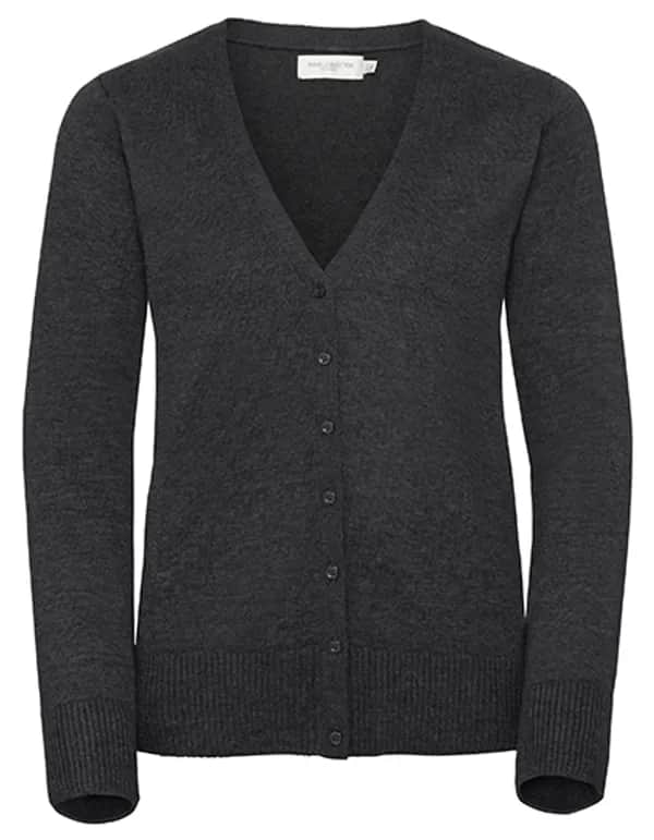 Ladies´ V-Neck Knitted Cardigan - Charcoal Marl