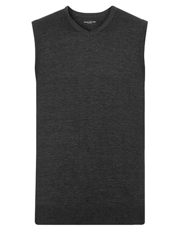Mens V-Neck Sleeveless Knitted Pullover - Charcoal Marl