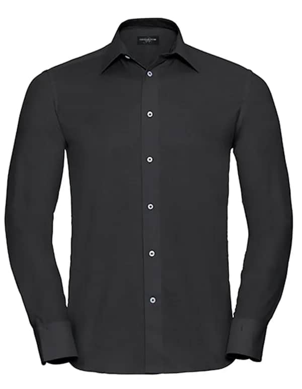 Mens Long Sleeve Tailored Oxford Shirt - Black