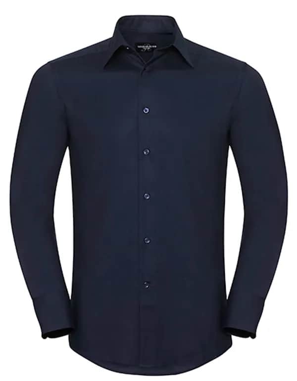 Mens Long Sleeve Tailored Oxford Shirt - Bright Navy