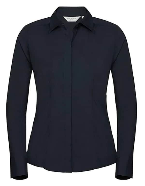 Ladies Long Sleeve Fitted Polycotton Poplin Shirt - French Navy