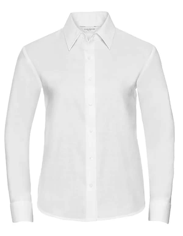 Ladies Long Sleeve Tailored Oxford Shirt - White
