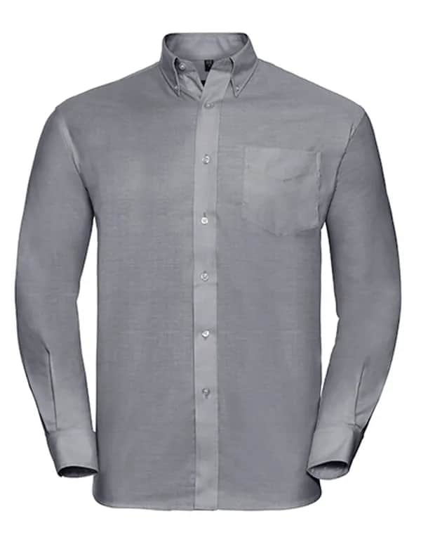 Mens Long Sleeve Classic Oxford Shirt - Silver