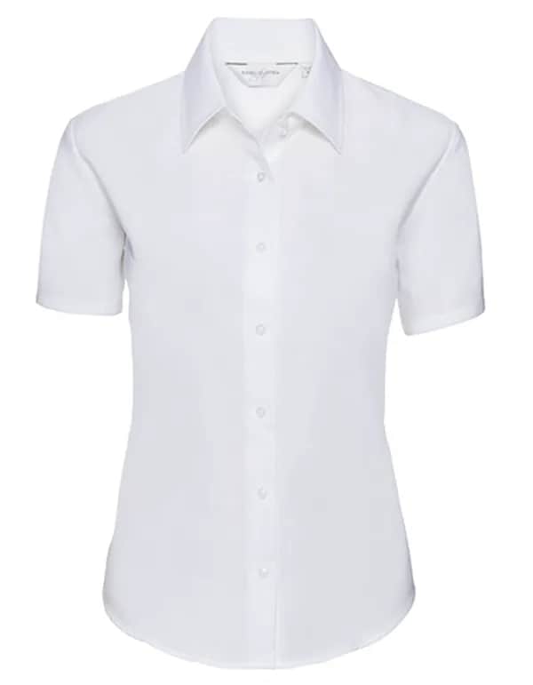 Ladies Short Sleeve Tailored Oxford Shirt - White