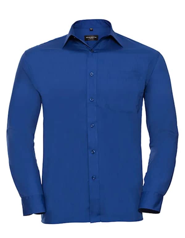 Mens Long Sleeve Classic Polycotton Poplin Shirt - Bright Royal