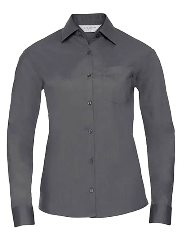 Ladies Long Sleeve Classic Polycotton Poplin Shirt - Convoy Grey