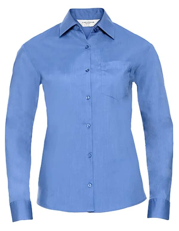 Ladies Long Sleeve Classic Polycotton Poplin Shirt - Corporate Blue