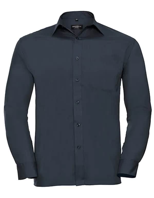 Mens Long Sleeve Classic Polycotton Poplin Shirt - French Navy