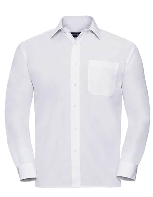 Mens Long Sleeve Classic Polycotton Poplin Shirt - White