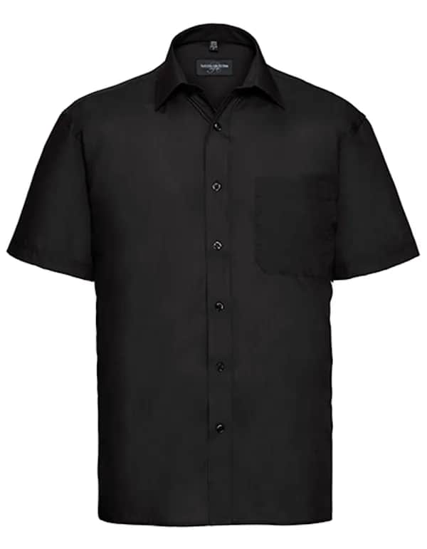 Mens Short Sleeve Classic Polycotton Poplin Shirt - Black
